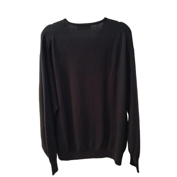 Belford 100% Extra Fine Merino Wool V-neck Long Sleeve Black Sweater Men's Sz L - Picture 4 of 12